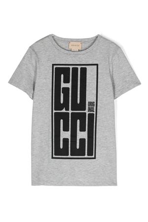 grey cotton tshirt GUCCI KIDS | 561651XJGN81124